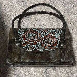 Floral Embossed Leather Handbag